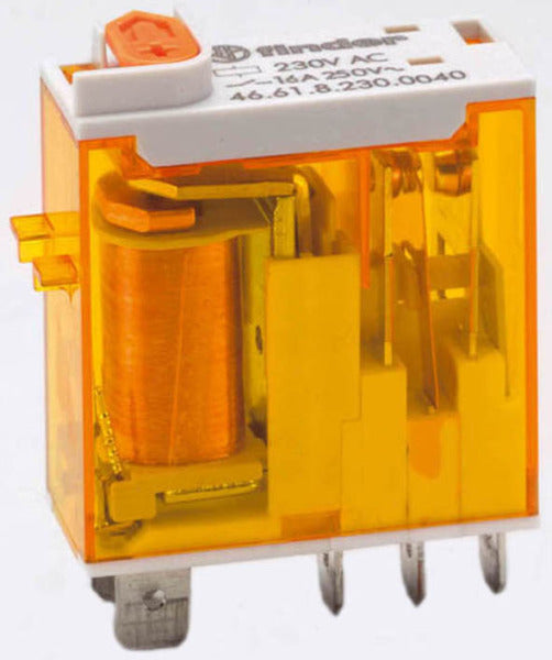 Industrie-Miniaturrelais, 1 W 16A, Kontaktmaterial AgSnO2, Spule 230VAC – 46.61.8.230.4040