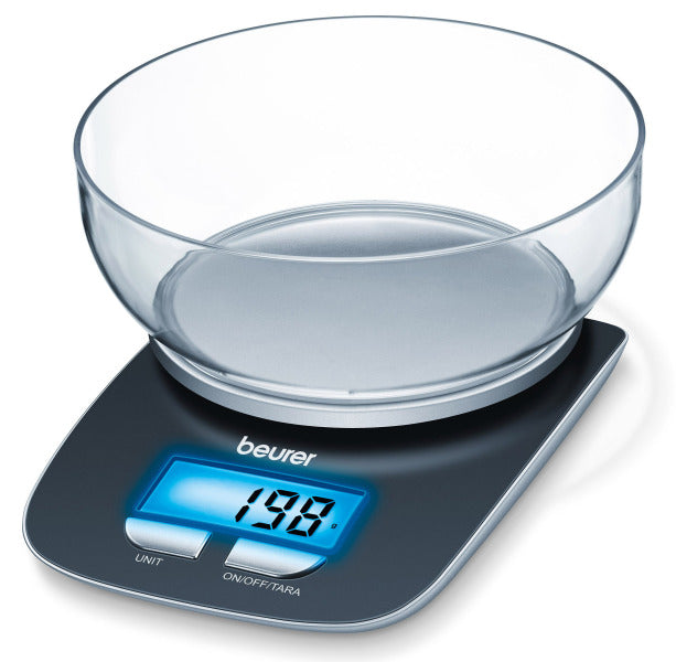 Küchenwaage b.3kg 1gTeil. LCD Kst.Schüssel sw – 70415