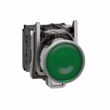 Leuchtdrucktaster, XB4, Metall, 22mm, grün, LED, glatte Kalotte, 1S+1Ö, 24VACDC – XB4BW33B5