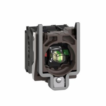 Hilfsschalterblock+Befestigungsflansch, XB4, Metall, weiß, LED, 1S+1Ö, 24VACDC – ZB4BW0B15