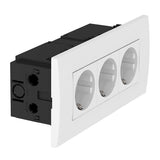 OBO Steckdoseneinheit Modul 45, 3fach 84x185 x59mm Polycarbonat reinweiß RAL 9010  – 6119414