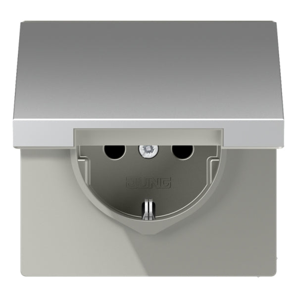 SCHUKOSteckdose, 16 A 250V ~, Klappdeckel, Serie LS, Aluminium – AL1520KL