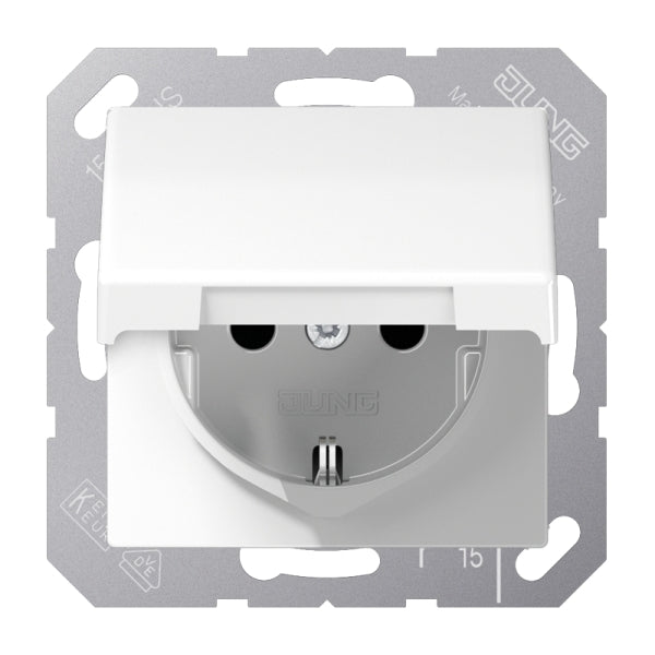 SCHUKOSteckdose, 16A 250V ~, o.Krallen, SAFETY+, Klappdeckel, Duroplast – AS1520KIKLWW