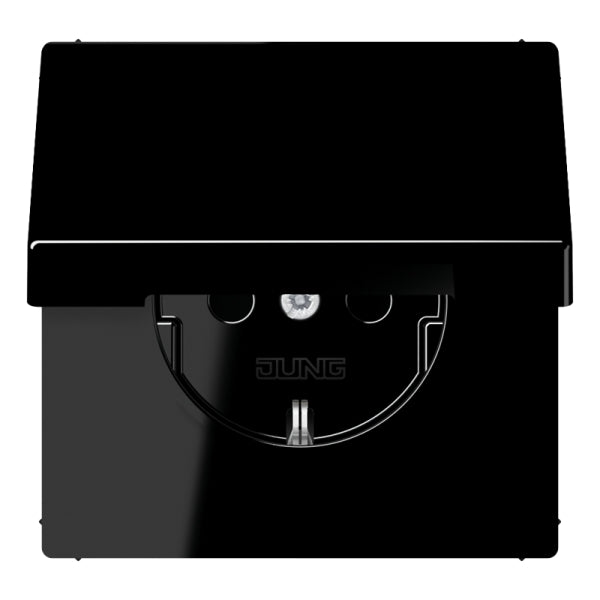 SCHUKOSteckdose, 16 A 250V ~, Klappdeckel, Duroplast, Serie LS, schwarz – LS1520KLSW