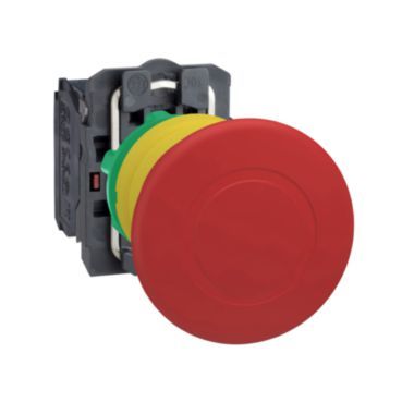 Not-Aus/Not-Halt-Schalter, XB5, Kunststoff, Drehentrieg., 22mm, Pilz 40mm, 1S+1Ö – XB5AS8445