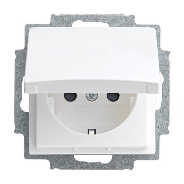 SCHUKO Steckdosen-Einsatz Safety+ mit Klappdeckel alpinweiß - balanceSI – 2CKA002013A5384