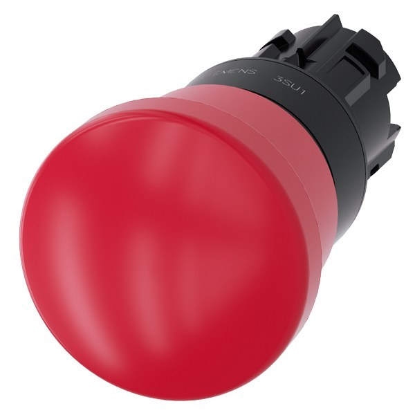 Not-Halt-Pilzdrucktaster, 22mm, rund, Kunststoff, rot – 3SU10001HA200AA0
