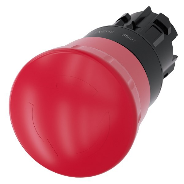 Not-Halt-Pilzdrucktaster, 22mm, rund, Kunststoff, rot, Drehentriegelung – 3SU10001HB200AA0