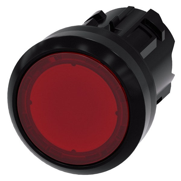 Drucktaster, beleuchtet, 22mm, rund, Kunststoff, rot, Druckknopf – 3SU10010AB200AA0