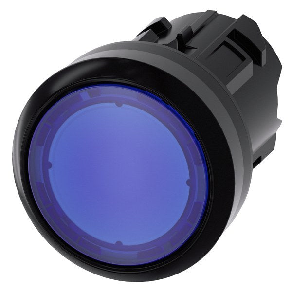 Leuchtdrucktaster, 22 mm, rund, Kunststoff, blau, Druckknopf, flach tastend – 3SU10010AB500AA0