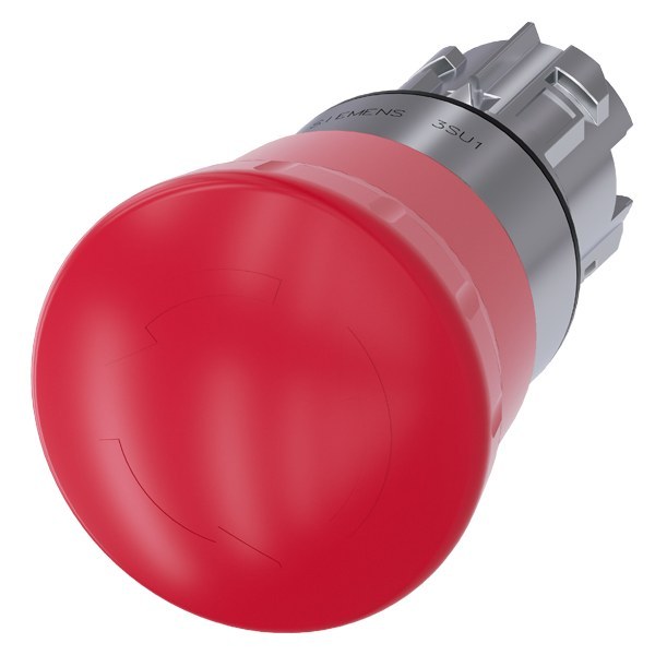 Not-Halt-Pilzdrucktaster, 22mm, rund, Metall, hochglanz, rot, Drehentriegelung