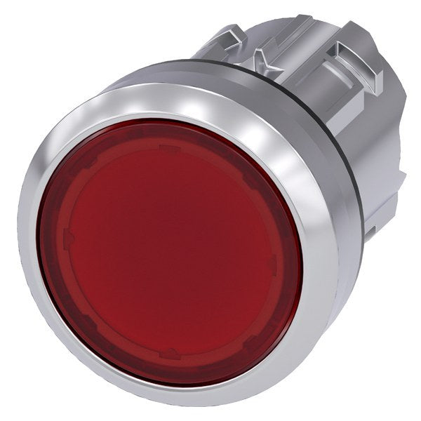 Drucktaster, beleuchtet, 22mm, rund, Metall, hochglanz, rot, Druckknopf – 3SU10510AB200AA0