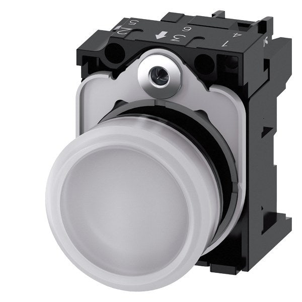 Leuchtmelder, 22mm, rund, Kunststoff, weiß, Linse, glatt, AC/DC 24V – 3SU11026AA601AA0