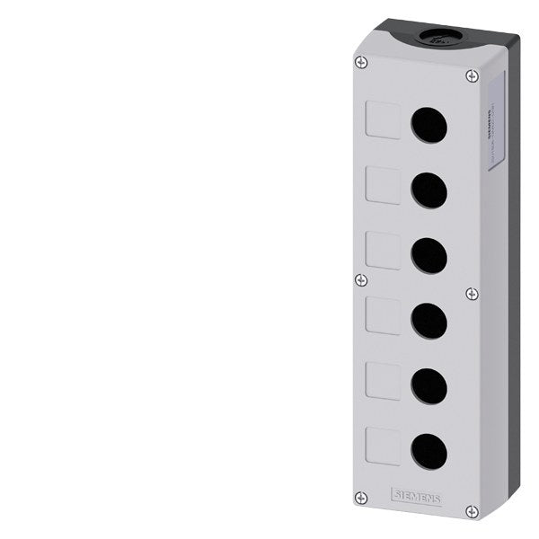 Gehäuse für Befehlsgeräte, 22mm, rund, Kunststoff, grau, 6 Befehlsstellen – 3SU18060AA000AB1