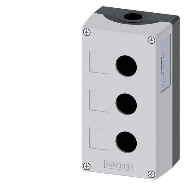 Gehäuse für Befehlsgeräte, 22mm, rund, Metall, grau, 3 Befehlstellen – 3SU18530AA000AB1