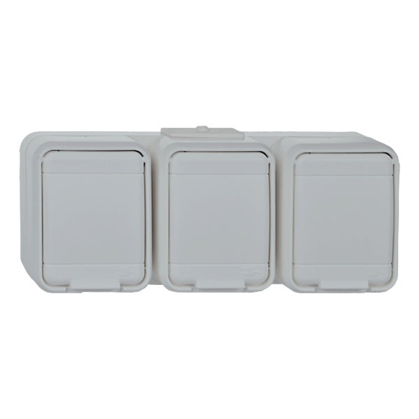 Steckdose 3fach 16A waagerecht AquaTop Steckklemme licht/basaltgrau – 445809
