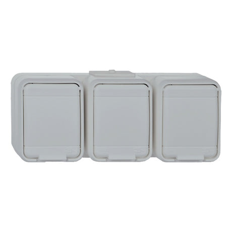 Steckdose 3fach 16A waagerecht AquaTop Steckklemme licht/basaltgrau – 445809