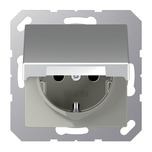 SCHUKOSteckdose, 16A 250V ~, Klappdeckel, Thermoplast lackiert, aluminium – A1520BFKLAL