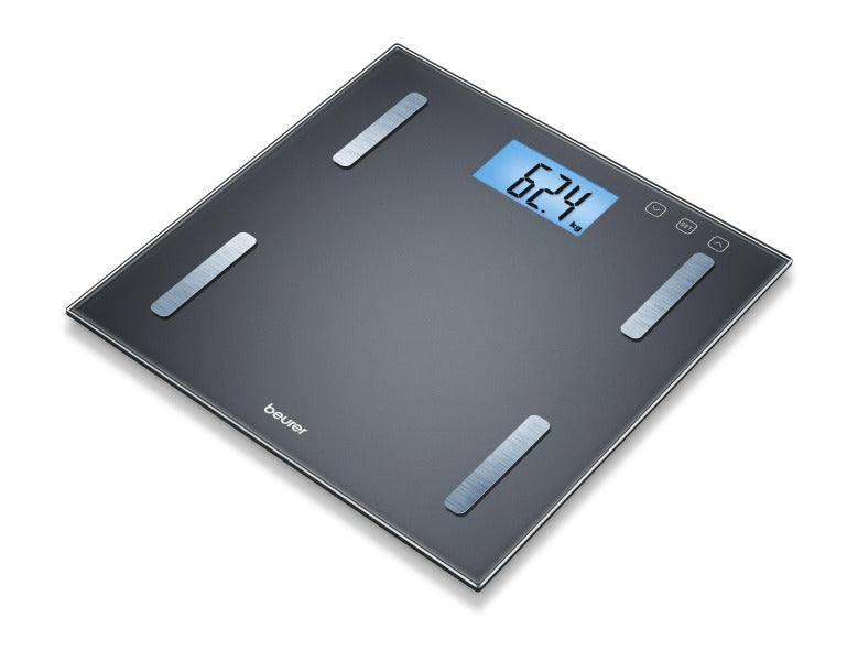 Fettanalysewaageb.180kg Glas LCD-Anz BMI 10Speicher sw – 74909