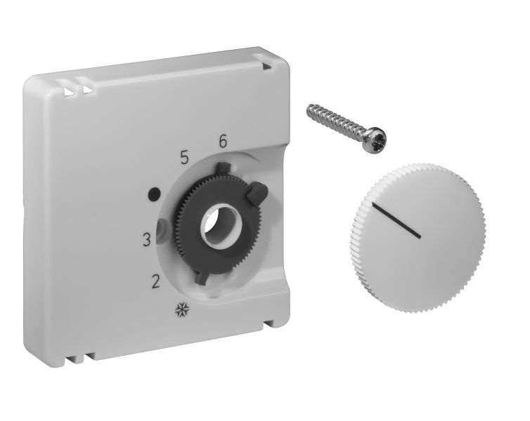 Deckelset für Raumtemperaturregler RTBSU / FTR 50x50 perlweiß (RAL1013) glänzend – UN990045