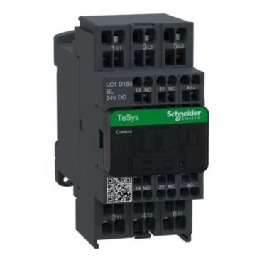 Leistungsschütz, 3p+1S+1Ö, 7,5kW/400V/AC3, 18A, Spule 24V DC – LC1D183BL