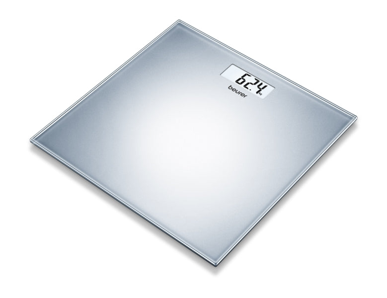 Personenwaage b.180kg 100gTeil Glas LCD-Anzeige silber – 75634