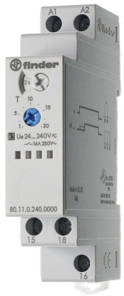 Zeitrelais, Einschaltverzögerung, 1 W 16A, für 24 bis 240VAC/DC – 80.11.0.240.0000