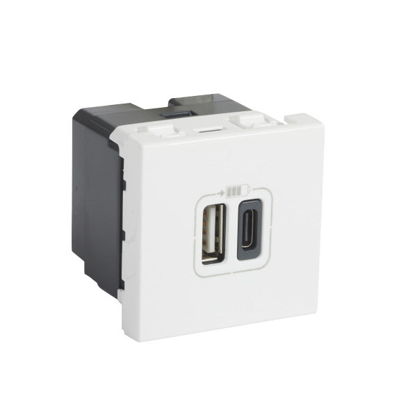Mosaic 2xUSB A+C 2-modulig 3A Farbe: Ultraweiß – 077592