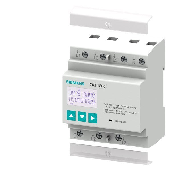 SENTRON Messgerät 7KT PAC1600, 3-phasig, 80 A, Hutschiene, Modbus RTU, MID – 7KT1666