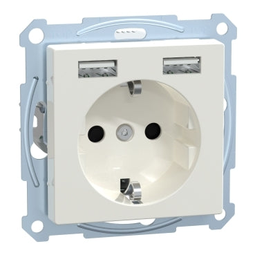 Schuko Steckdose mit USB Ladegerät TPb Polarweiß System M