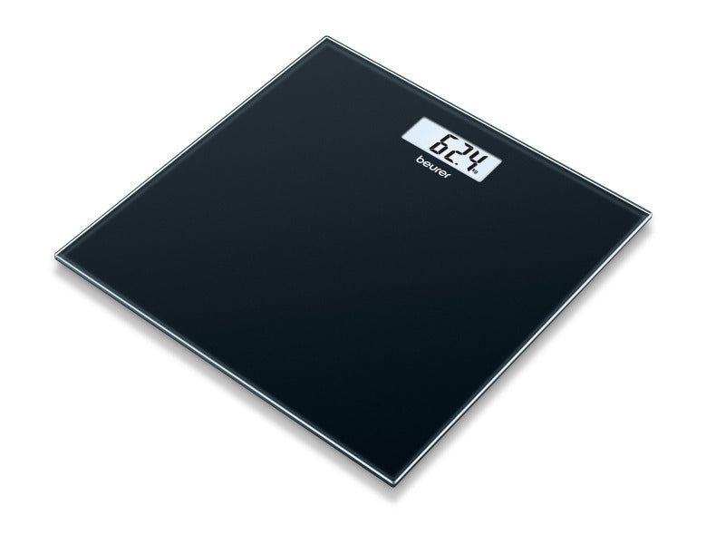 Personenwaage b.180kg 100g Teil Glas LCD-Anzeige sw – 75621
