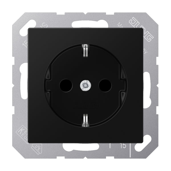 SCHUKOSteckdose, 16A 250V ~, Thermoplast lackiert, Serie A, graphitschwarz matt – A1520BFSWM