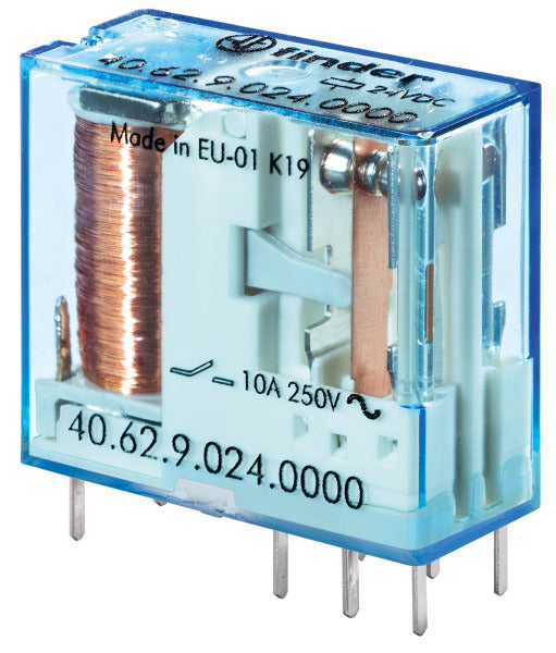 Steck-/Printrelais, 2 W für 10A, Spule 24VDC, sensitiv – 40.62.7.024.0000