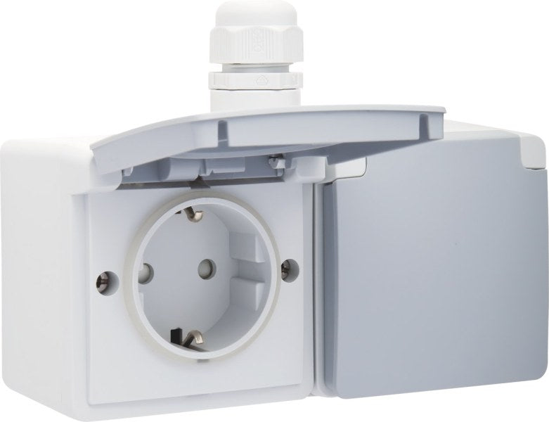Spritzwassergeschützte, horizontale Doppelsteckdose 16 A/250 VAC – 700-37846