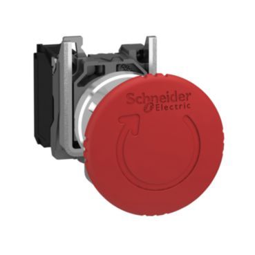 Not-Aus/Not-Halt-Schalter, XB4, Metall, 22mm, rot, Pilz 40mm, Drehentrieg., 1Ö – XB4BS8442