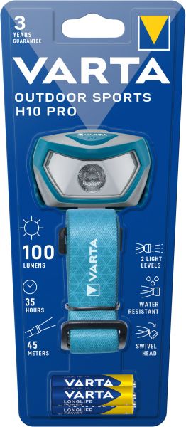 Stirnlampe Outdoor Sports H10 Pro LW:45m 100lm IPX4 +3AAA bl – 16650101421