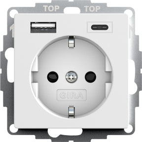 GIRA SCHUKO SH USB-Spannungsvers. 2f Typ A/C System 55 Reinweiß m   – 245927
