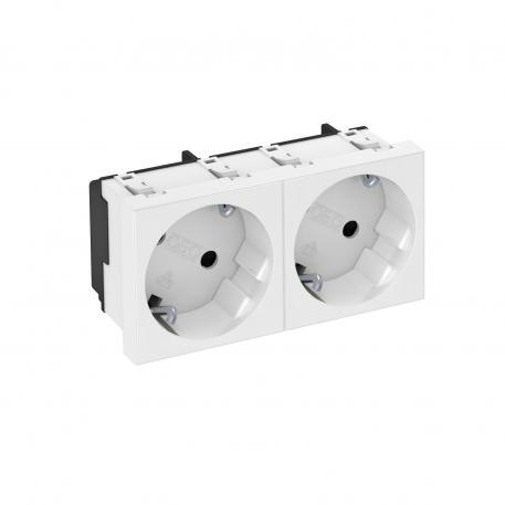 Steckdose 33°, 2-fach Schutzkontakt 250V, 10/16A Polycarbonat reinweiß RAL 9010 – 6120103