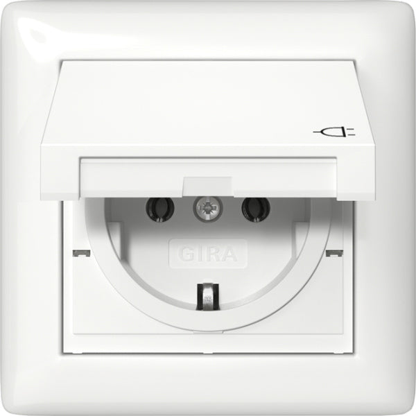 GIRA SCHUKO KD + Set IP44 + Rahmen 1f Standar d 55 Reinweiß  – 415703