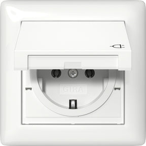 GIRA SCHUKO KD + Set IP44 + Rahmen 1f Standar d 55 Reinweiß  – 415703