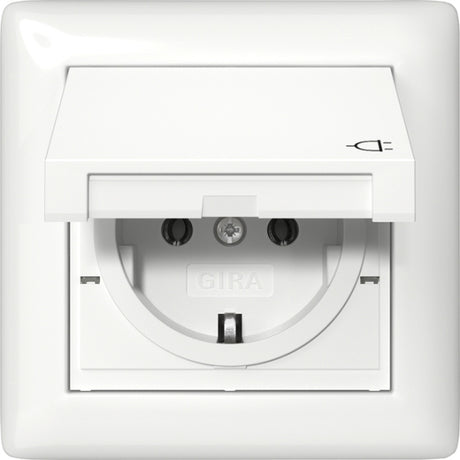 GIRA SCHUKO KD + Set IP44 + Rahmen 1f Standar d 55 Reinweiß  – 415703