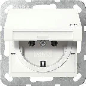 GIRA SCHUKO Steckdose Klappdeckel System 55 reinweiß glänzend  – 445403