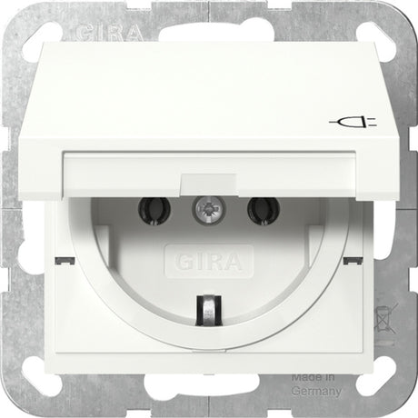 GIRA SCHUKO Steckdose Klappdeckel System 55 reinweiß glänzend  – 445403
