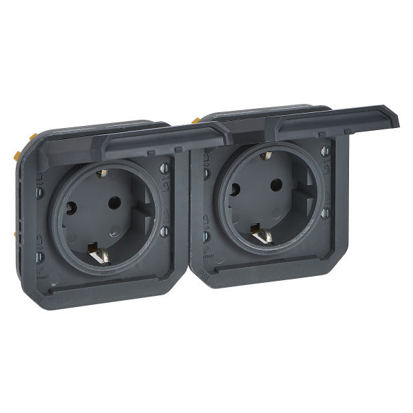 Plexo New Einsatz 2-f vorverdrahtete SSDO horizontal, SL, EB,IP44IK08, Anthrazit – 069879L