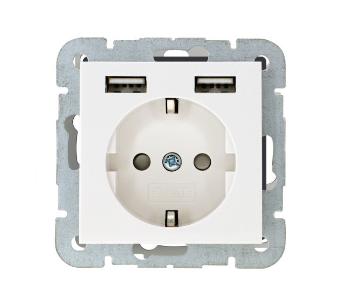2USB Schutzkontakt-Steckdose inCharge Pro 55, 2,4 A, 12W, reinweiß glänzend – 106202