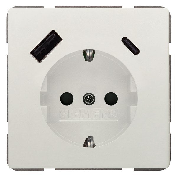 DELTA style titanweiß USB-SCHUKO-Steckdose 2 USB A+C Leistung: bis zu 18 W – 5UB18701TW01
