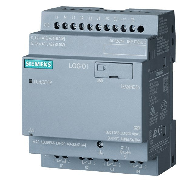 LOGO! 12/24RCEO, Logikmodul, SV/E/A: 12/DC 24V/Relais, 8 DE (4AE)/4 DA – 6ED10522MD080BA2