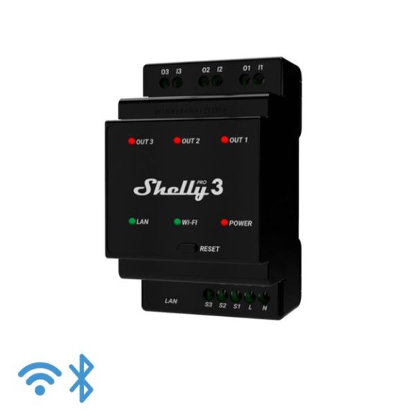 Shelly Hutschiene ''Pro 3'' Relais max. 48A 3 Phasen 3 Kanäle WLAN LAN BT – 212180
