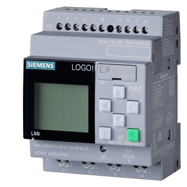 LOGO! 230RCE,Logikmodul, Displ. SV/E/A: 115V/230V/Relais, 8 DE/4 DA – 6ED10521FB080BA2