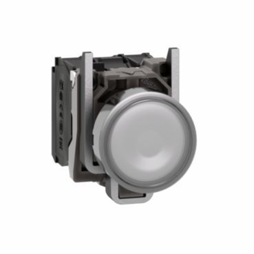 Leuchtdrucktaster, XB4, Metall, 22mm, weiß, LED, glatte Kalotte, 1S+1Ö, 24VACDC